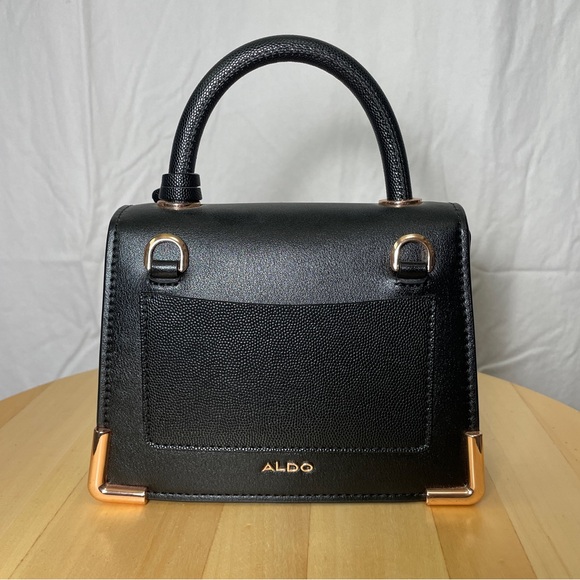 Aldo Women's Micro Mini Black Top Handle Crossbody Bag Handbag Rose Gold - Picture 5 of 9